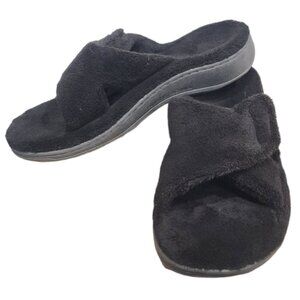 Vionic Womens Relax Plush Terry Terry Slippers Black Size 8